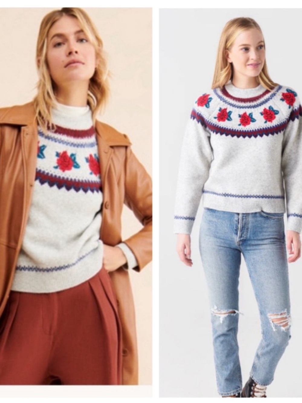 SAYLOR Lianne Sweater Rose Jacquard Knit